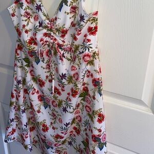 Peach Love California White w/ Colorful Floral Mini Dress, Date night M